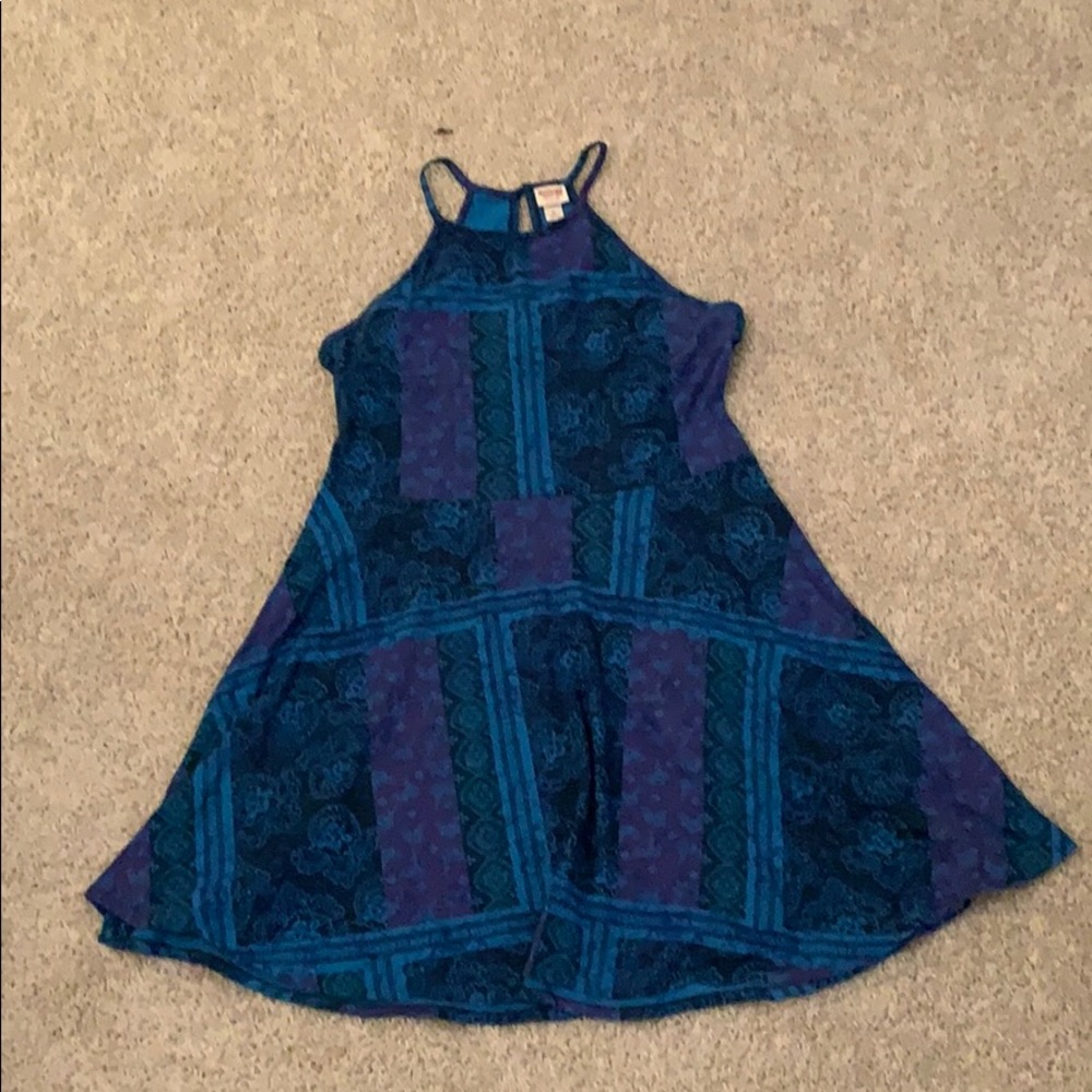 Patterned blue and purple dress